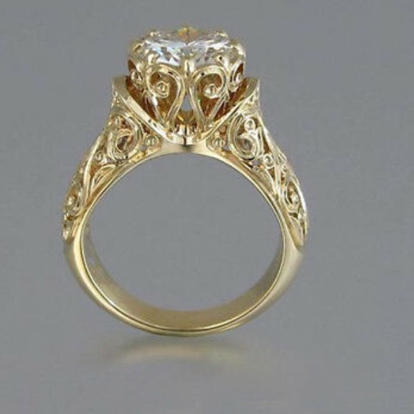 Restock❤️gorgeous flower design 18k gold plated ri - Picture 2 of 3